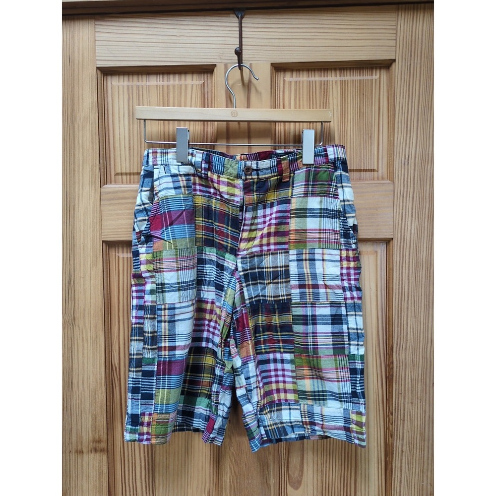 Polo Ralph Lauren Boys Sz 18 (30/10) Patchwork Madras Shorts Cotton Pockets